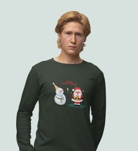 Snowman Chatters: Funny DesignedFull Sleeve T-shirt Green Best Gift For Boys Girls