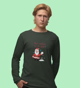 Funny Marathi Santa: Funniest DesignedFull Sleeve T-shirt Ever Green Unique Gift For Secret Santa