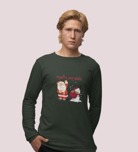 Cranky Little Santa: Funny DesignerFull Sleeve T-shirt Green Best Gift For Boys Girls