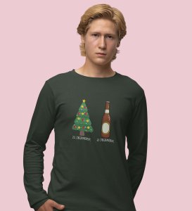Christmas Cheer Later Chilled Beer: Humorously DesignedFull Sleeve T-shirt Green Perfect Gift For Secret Santa