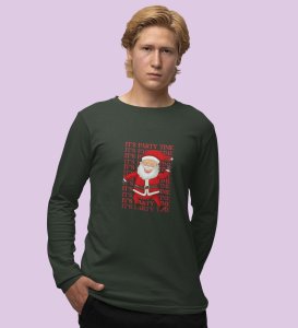 Party Time Santa: Happy Santa Designed AmazingFull Sleeve T-shirt Green Best Gift For Secret Santa