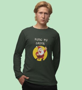 Kung Fu Santa: PerfectFull Sleeve T-shirt For Secret SantaGreen Best Gift For Boys Girls
