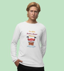 Big Chimney Bigger Gifts: Revamp your Joy withWhite Cutest SantaFull Sleeve T-shirt, Best Gift For Boys Girls