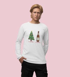 Christmas Cheer Later Chilled Beer: Humorously DesignedFull Sleeve T-shirt White Perfect Gift For Secret Santa