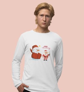 Selfie Santa: Cute DesignerFull Sleeve T-shirt White Elegant Gift For Kids