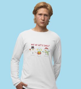 Snowman Talks: Cute DesignerFull Sleeve T-shirt White Best Gift For Boys Girls