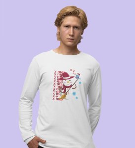 Snowman Sings: Beautifully CraftedFull Sleeve T-shirt White Perfect Gift For Secret Santa