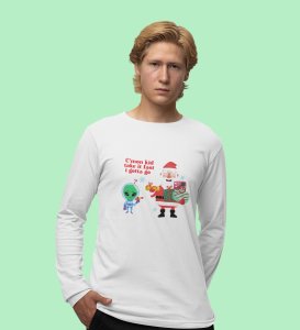 Santa & Alien's Talk: Best DesignerFull Sleeve T-shirt White Best Gift For Boys Girls