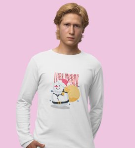 Summer Lover Snowman: Most Unique DesignerFull Sleeve T-shirt White Best Gift For Boys Girls