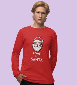 Santa Is Calling: DesignerFull Sleeve T-shirt Red Best Gift For Boys Girls