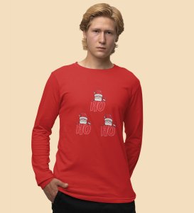 Santas Classic Laugh DesignFull Sleeve T-shirt ,Red Christmas Edition PrintedFull Sleeve T-shirt |Best Gift For Friends Family Boys Girls