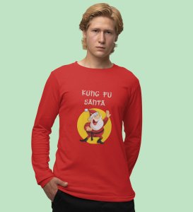 Kung Fu Santa: PerfectFull Sleeve T-shirt For Secret SantaRed Best Gift For Boys Girls