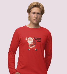 Employed Santa: Best DesignerFull Sleeve T-shirt Red Best Gift For Secret Santa