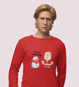 Sneezy Santa: Funny & Cute DesignerFull Sleeve T-shirt Red Perfect Gift For Secret Santa
