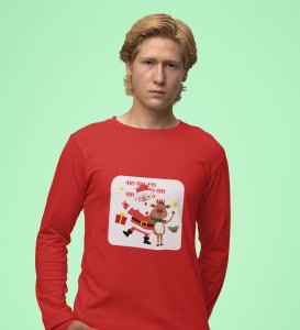 Happy Santa: Best DesignerFull Sleeve T-shirt Red Best Gift For Kids