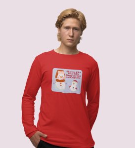 Snowman Sharmaji: Funny DesignerFull Sleeve T-shirt Red Perfect Gift For Secret Santa