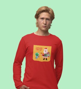 Santa & Alien's Talk: Best DesignerFull Sleeve T-shirt Red Best Gift For Boys Girls