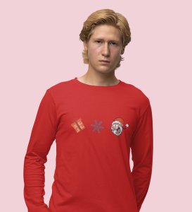 Gift + Winter = Santa: Unique DesignedFull Sleeve T-shirt Red Best Gift For Christmas Eve