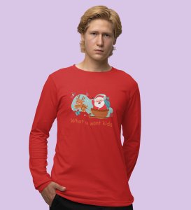 Gen-Z Santa At Service: Best DesignedFull Sleeve T-shirt Red Most Liked Gift For Boys Girls