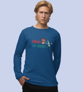 Deer Or Beer: Beautifully CraftedFull Sleeve T-shirtsBlue Best Gift for Boys Girls
