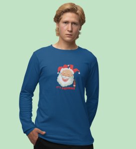 Drunkard Santa : Amazingly DesignedFull Sleeve T-shirt Blue Best Gift For Christmas Celebration