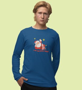 Vacational Santa: Humorously DesignedFull Sleeve T-shirt Blue Best Gift For Secret Santa