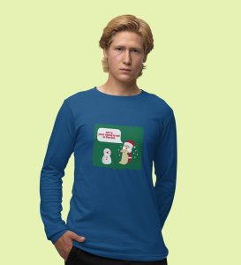Prankster Santa: Funny DesignerFull Sleeve T-shirt Blue Perfect Gift For Secret Santa