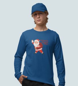 Employed Santa: Best DesignerFull Sleeve T-shirt Blue Best Gift For Secret Santa