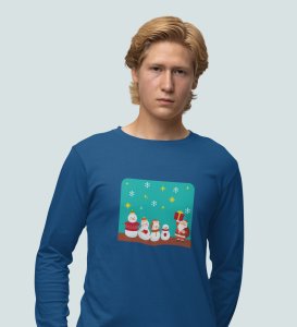 Santa's Squad: Cute DesignedFull Sleeve T-shirt Blue Perfect Gift For kids
