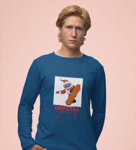 Goofy & Young Santa:Best DesignerFull Sleeve T-shirt Blue Perfect Gift For Boys Girls