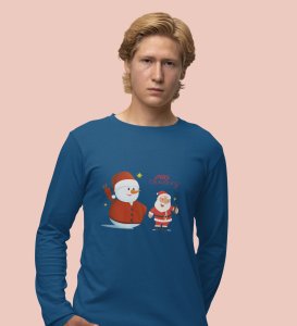 Selfie Santa: Cute DesignerFull Sleeve T-shirt Blue Elegant Gift For Kids