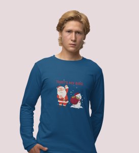 Cranky Little Santa: Funny DesignerFull Sleeve T-shirt Blue Best Gift For Boys Girls