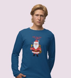 Generous Santa: Elegantly DesignedFull Sleeve T-shirt Blue Best Gift For Boys Girls