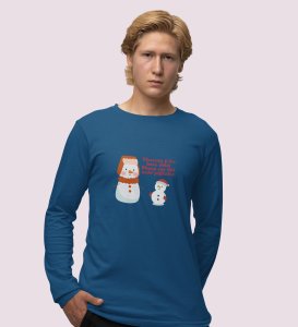 Snowman Sharmaji: Funny DesignerFull Sleeve T-shirt Blue Perfect Gift For Secret Santa