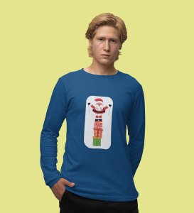 Santa With His Gifts: Most Uniquely DesignedFull Sleeve T-shirt Blue Best Gift For Boys Girls