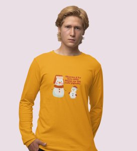 Snowman Sharmaji: Funny DesignerFull Sleeve T-shirt Yellow Perfect Gift For Secret Santa