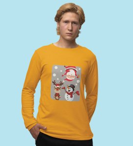 Santa And His Friends: Unwrap Joy withYellow Full Sleeve T-shirt- Durable Design for Festive Gifts For Boys Girls
