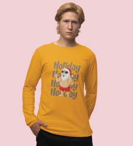 Santa On VactionFull Sleeve T-shirt: Exclusive Gift For Boys GirlsYellow Cool SantaFull Sleeve T-shirt, A Perfect Gift For Secret Santa