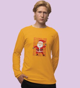 Party Time Santa: Happy Santa Designed AmazingFull Sleeve T-shirt Yellow Best Gift For Secret Santa