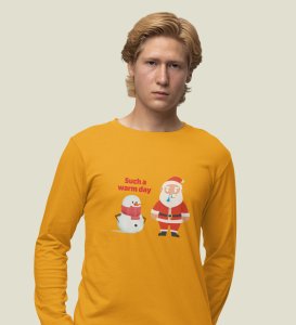 Sneezy Santa: Funny & Cute DesignerFull Sleeve T-shirt Yellow Perfect Gift For Secret Santa