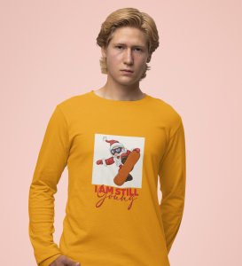Goofy & Young Santa:Best DesignerFull Sleeve T-shirt Yellow Perfect Gift For Boys Girls