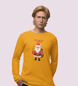 Generous Santa: Elegantly DesignedFull Sleeve T-shirt Yellow Best Gift For Boys Girls