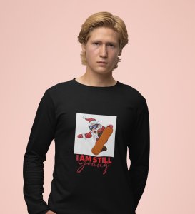 Goofy & Young Santa:Best DesignerFull Sleeve T-shirt Black Perfect Gift For Boys Girls