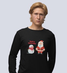 Sneezy Santa: Funny & Cute DesignerFull Sleeve T-shirt Black Perfect Gift For Secret Santa