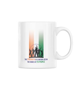 Tricolour Strength White Printed Coffee Mug For Gifts