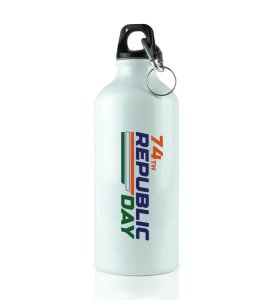 74th Proud Republic Day, White Printed Water Bottle For Gifts
