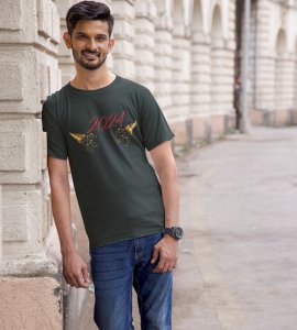 It's A New YearGreen Graphic Printed T-shirt For Mens Boys