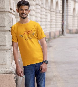It's A New YearYellow Graphic Printed T-shirt For Mens Boys
