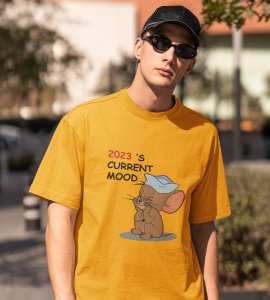 Bad Year Ending Yellow New Year Printed T-shirt For Mens