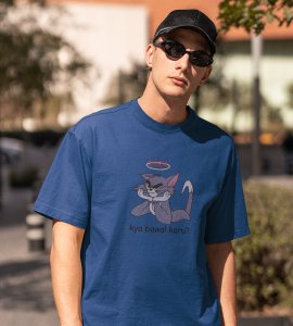 What To Say? Blue Men Printed T-shirt For Mens Boys